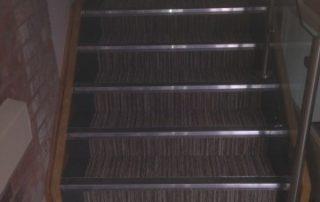 brown carpeted stairs